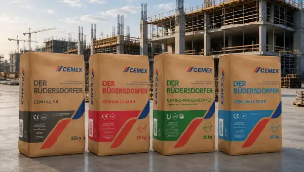 Vier Produkte, viele Einsatzmöglichkeiten: Die Sackzemente der Marke „Der Rüdersdorfer“ decken ein breites Anwendungsspektrum für Handwerk, Bauprofis und anspruchsvolle Heimwerker ab. Foto: © Cemex Deutschland